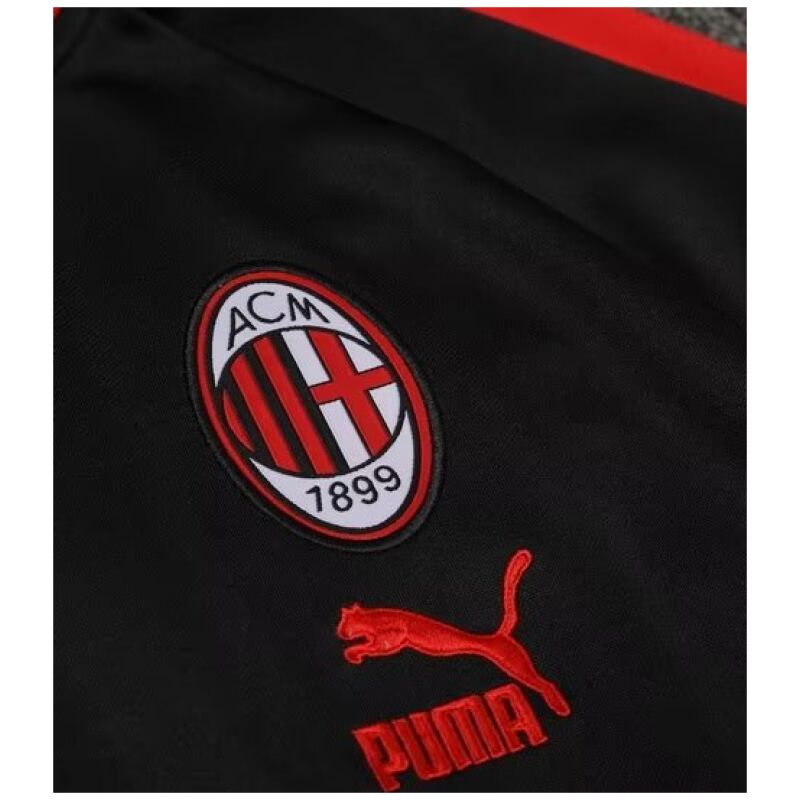 Mens AC Milan Jacket + Pants Training Suit Black – Red 2023/24