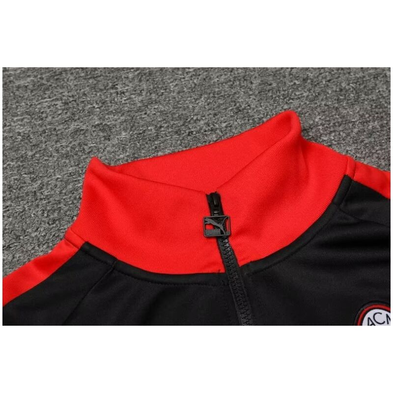 Mens AC Milan Jacket + Pants Training Suit Black – Red 2023/24