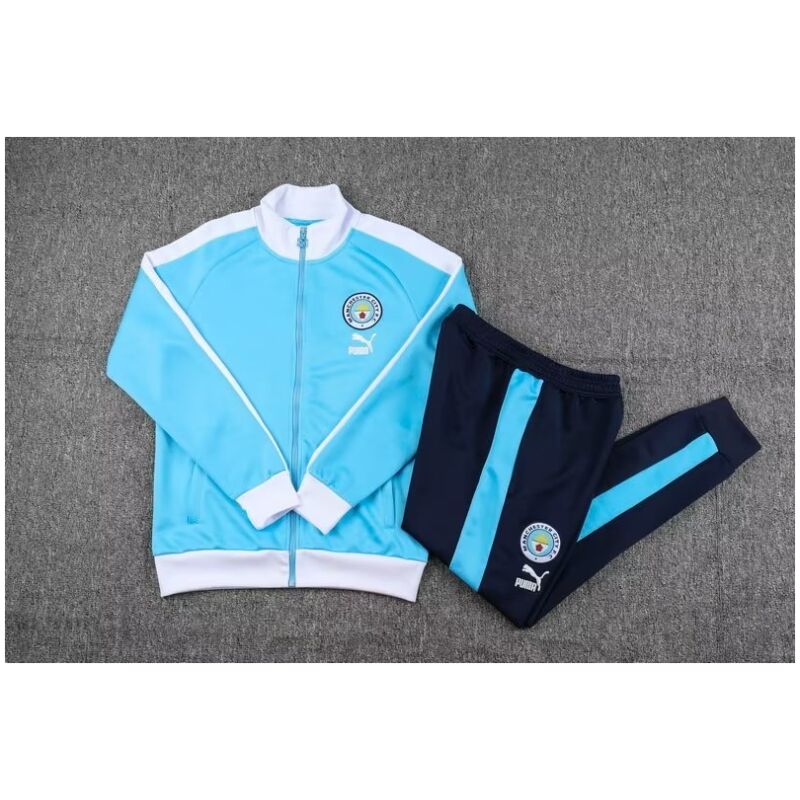 Mens Manchester City Jacket + Pants Training Suit Skye Blue 2023/24