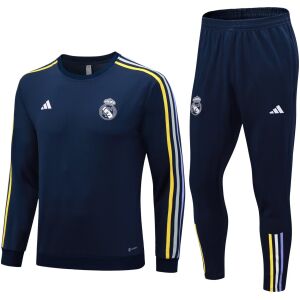 Herren Real Madrid Trainingsanzug Rundhalsausschnitt Salvia Blau 2023/24