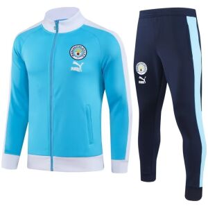 Mens Manchester City Jacket + Pants Training Suit Skye Blue 2023/24