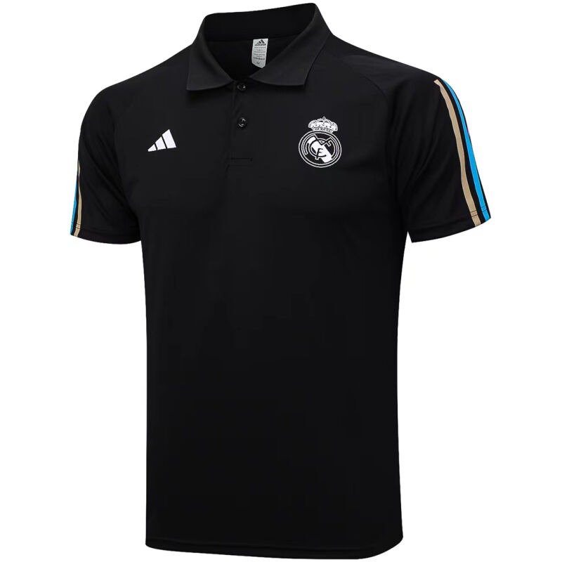 Mens Real Madrid Polo Shirt Black 2023/24