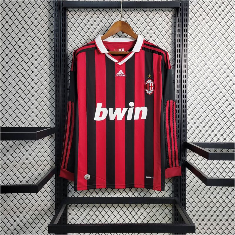 Retro Long Sleeve AC Milan Home soccer jersey 2009/10