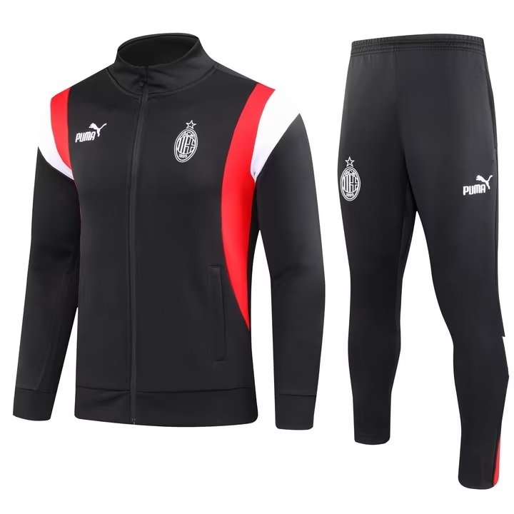 Mens AC Milan Jacket + Pants Training Suit Black 2023/24