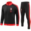 Mens AC Milan Jacket + Pants Training Suit Black - Red 2023/24