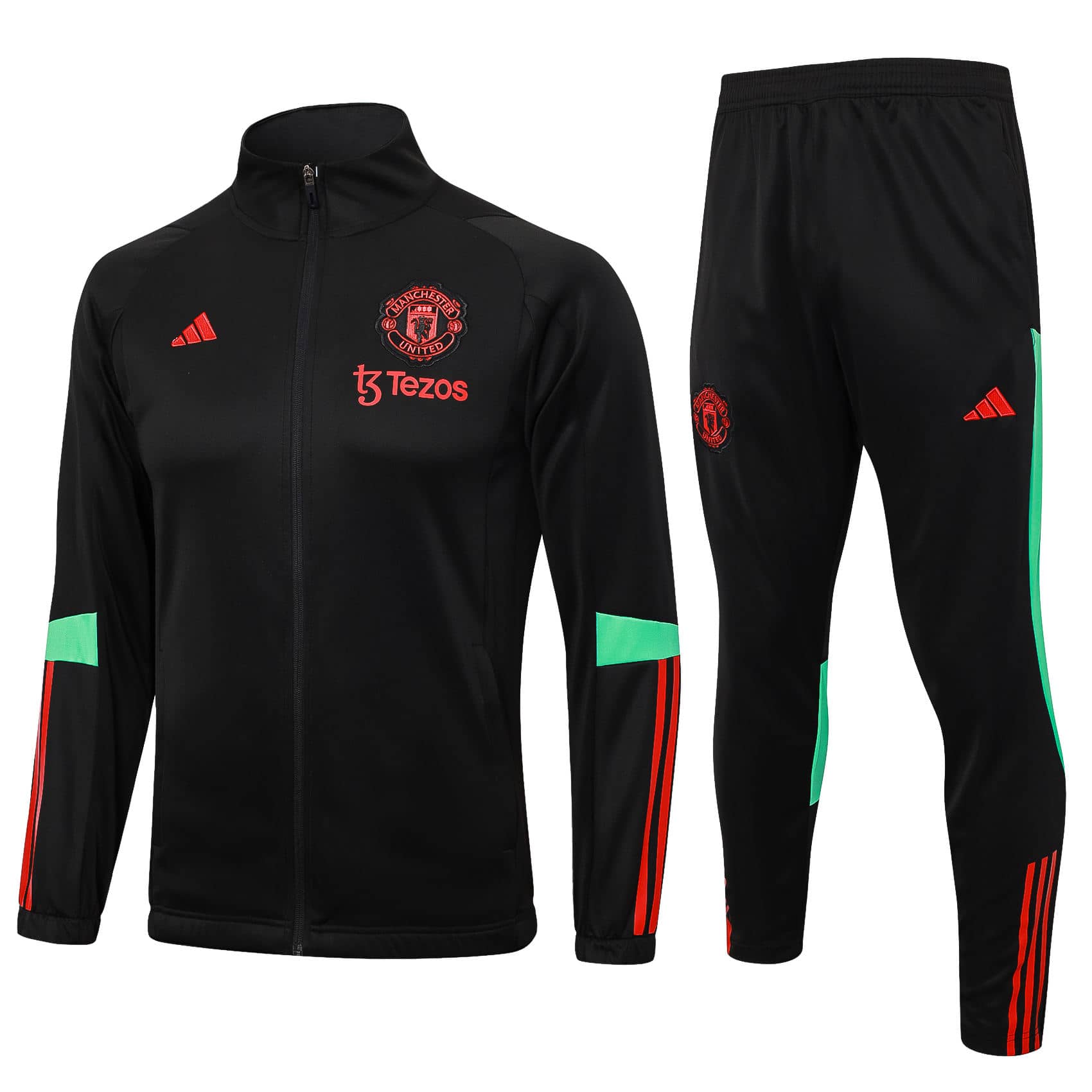 Mens Manchester United Jacket + Pants Training Suit Black 2023/24