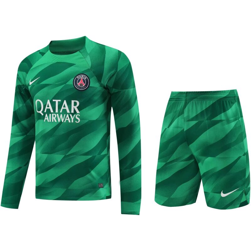 Mens PSG Goalkeeper Green Suit Long Sleeve 2023/24