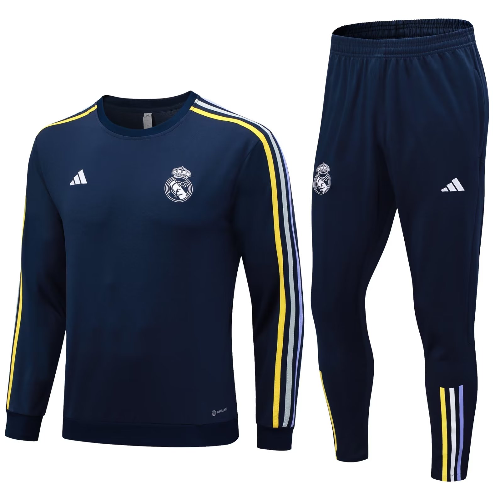 Mens Real Madrid Training Suit Crew Neck Salvia Blue 2023/24