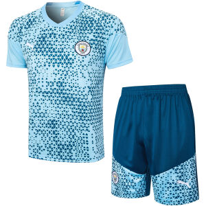 Mens Manchester City Short Training Suit Light Blue 2023/24