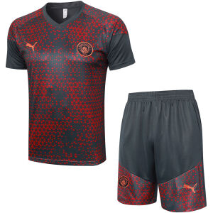Mens Manchester City Short Training Suit Grey – Red 2023/24