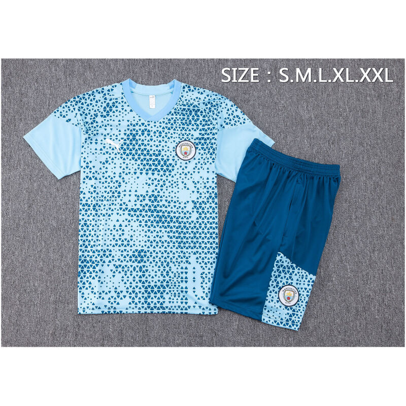 Mens Manchester City Short Training Suit Light Blue 2023/24