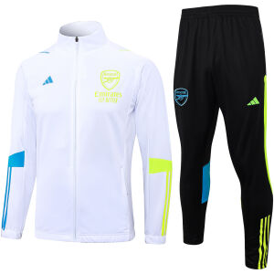 Mens Arsenal Jacket + Pants Training Suit White 2023/24