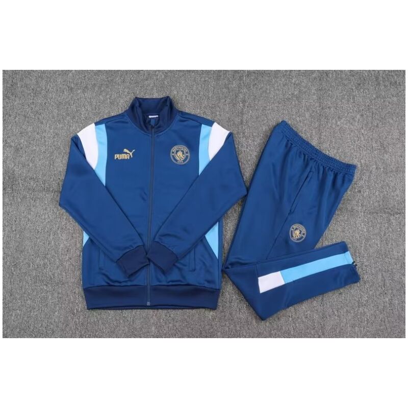 Mens Manchester City Jacket + Pants Training Suit Blue 2023/24