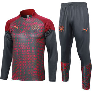 Mens Manchester City Training Suit Grey – Red 2023/24