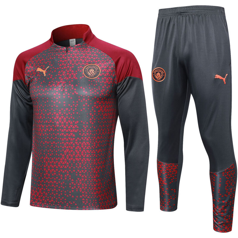 Mens Manchester City Training Suit Grey – Red 2023/24