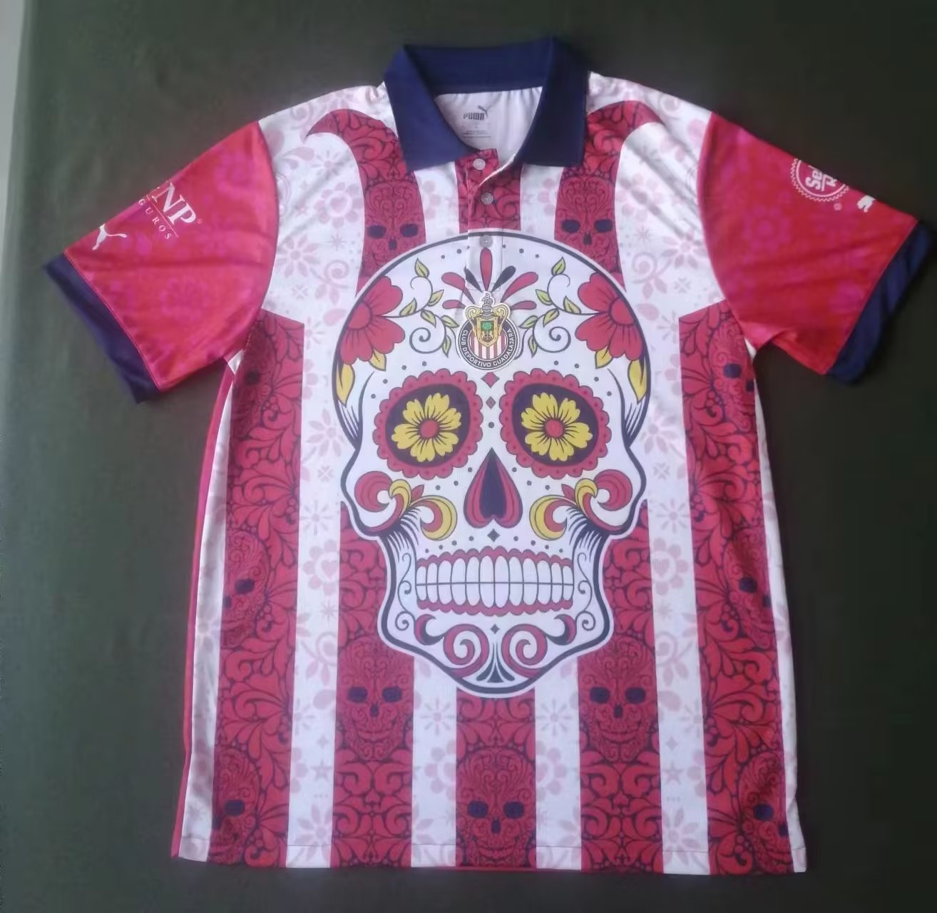 Mens Chivas Special Dia De Muertos Design Polo Shirt 2023/24