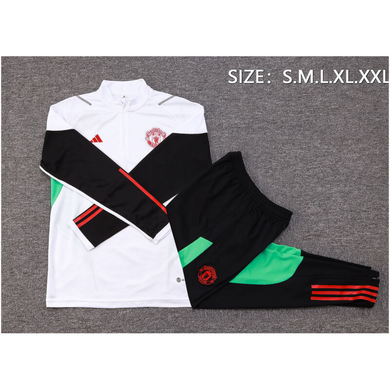 Mens Manchester United Training Suit White – Black 2023/24