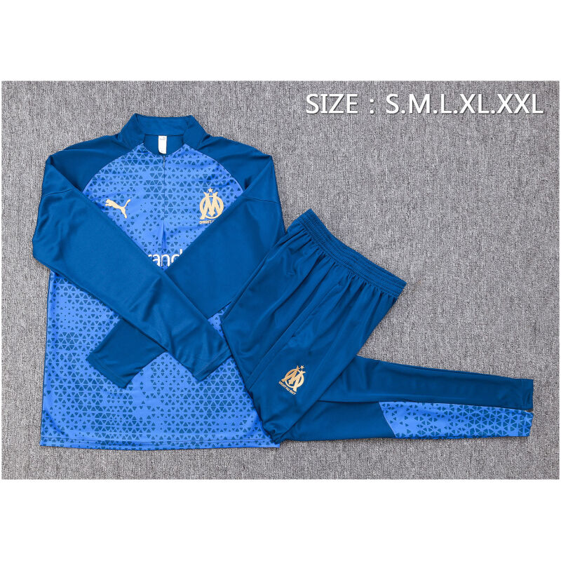 Mens Olympique Marseille Training Suit Blue Pyramids 2023/24