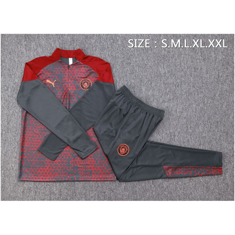 Mens Manchester City Training Suit Grey – Red 2023/24