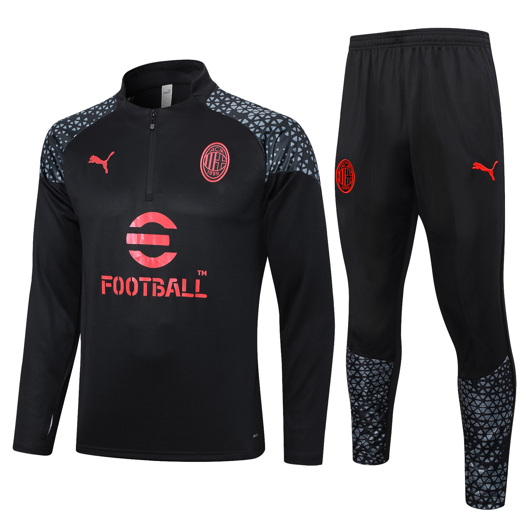 Mens AC Milan Training Suit Black 2023/24