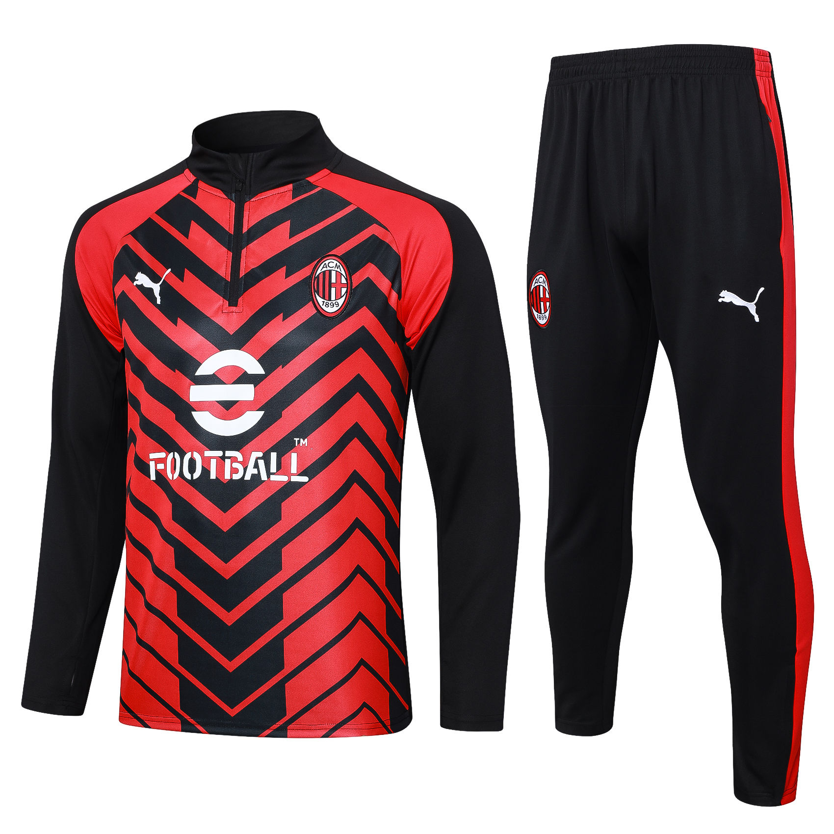 Mens AC Milan Training Suit Red – Black 2023/24