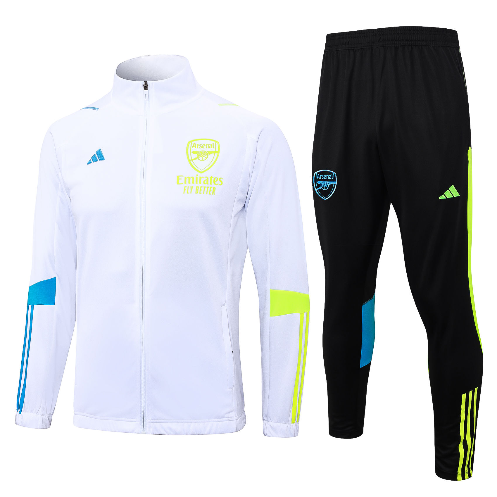 Mens Arsenal Jacket + Pants Training Suit White 2023/24