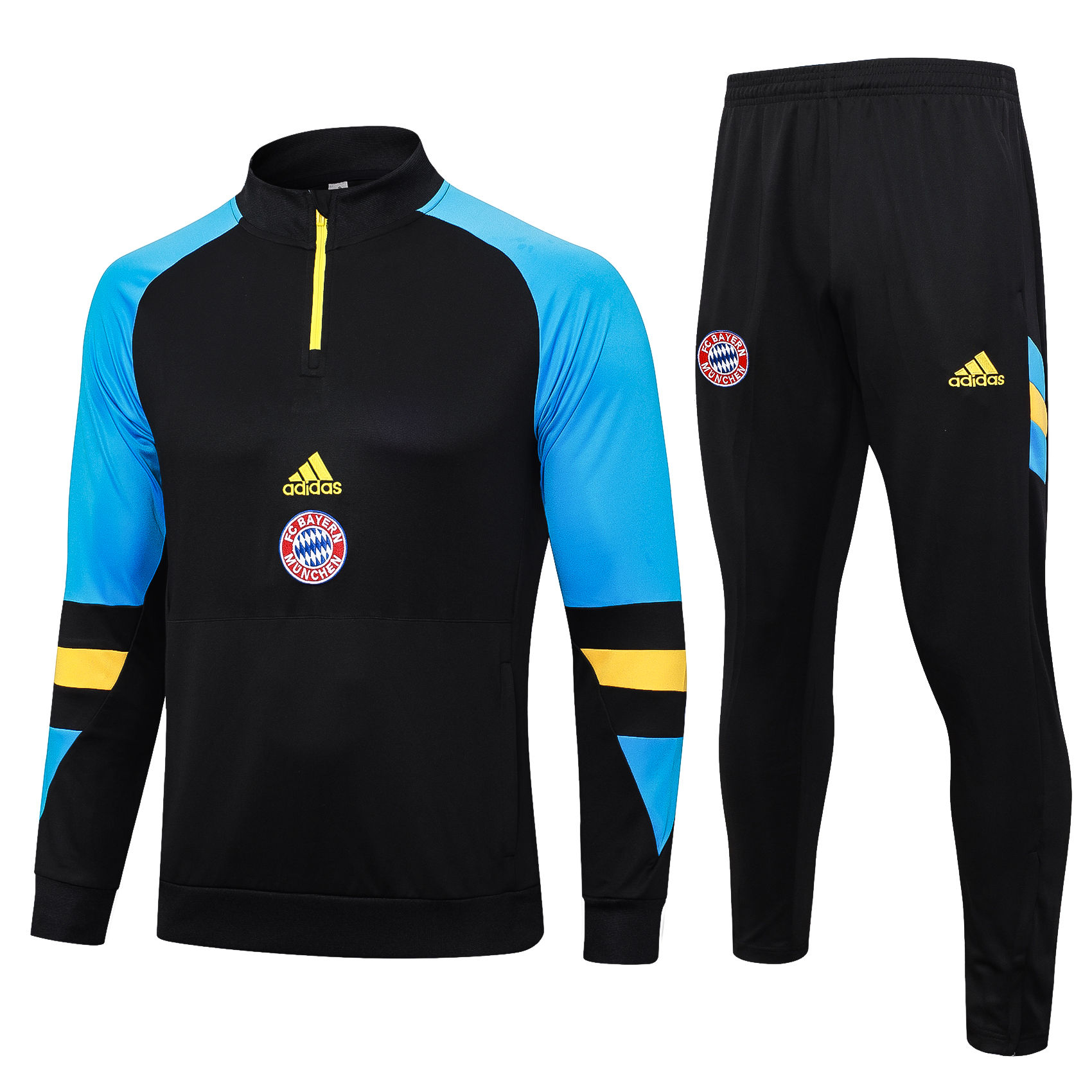 Mens Bayern Munich Training Suit Black – Blue 2023/24
