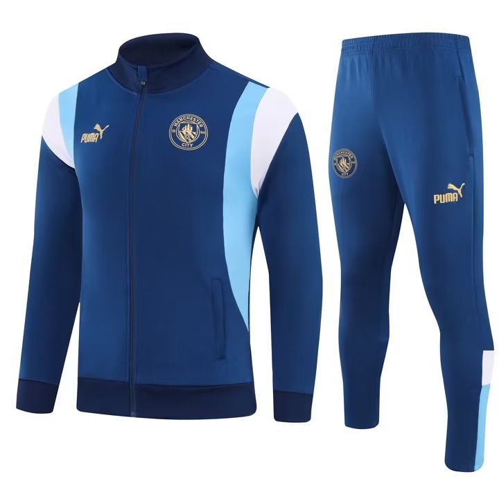 Mens Manchester City Jacket + Pants Training Suit Blue 2023/24