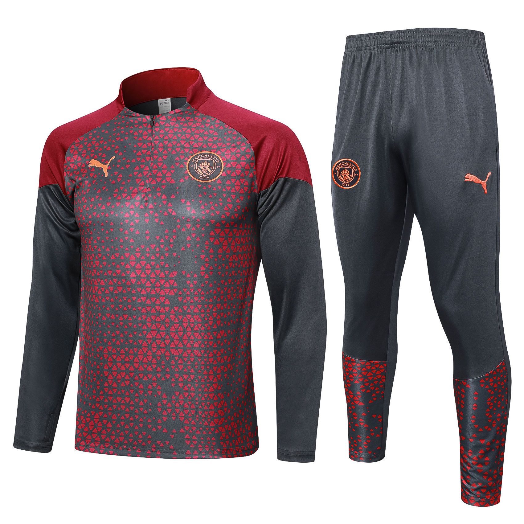 Mens Manchester City Training Suit Grey – Red 2023/24