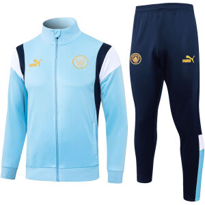 Mens Manchester City Jacket + Pants Training Suit Blue 2023/24