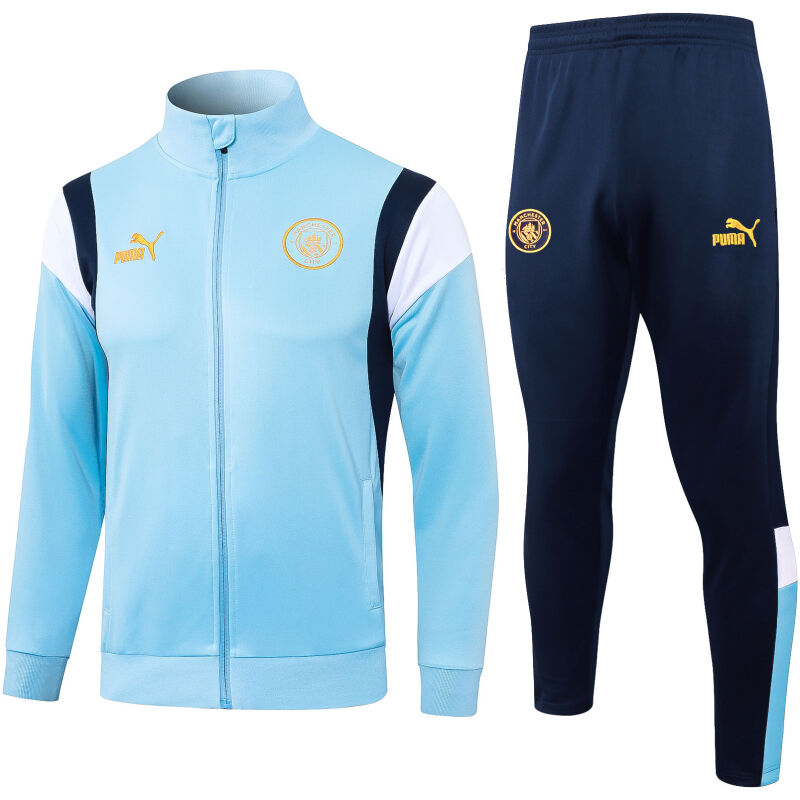Mens Manchester City Jacket + Pants Training Suit Blue 2023/24