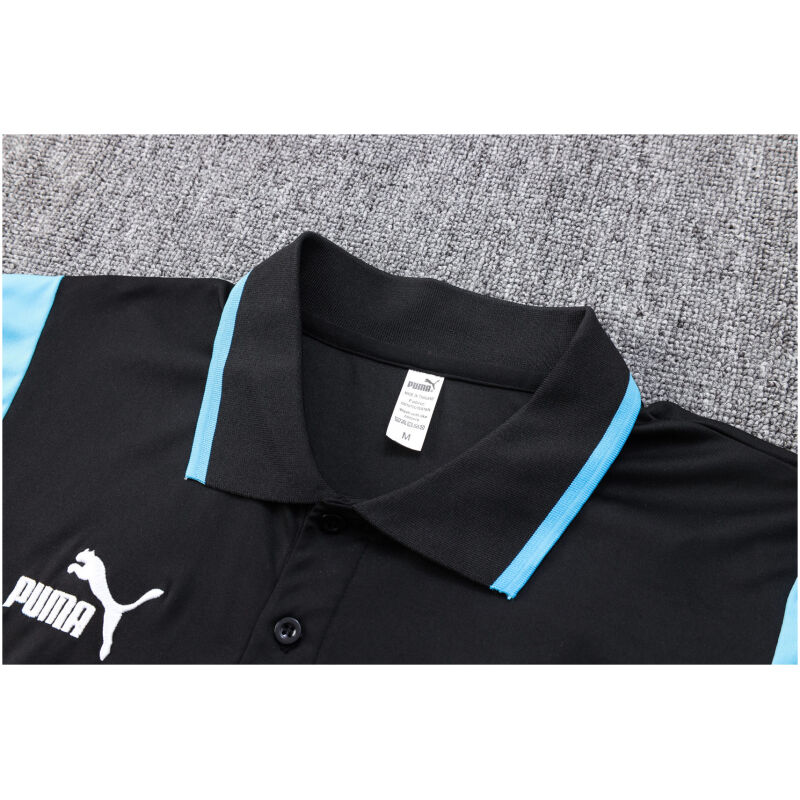 Mens Olympique Marseille Polo Shirt Black 2023/24