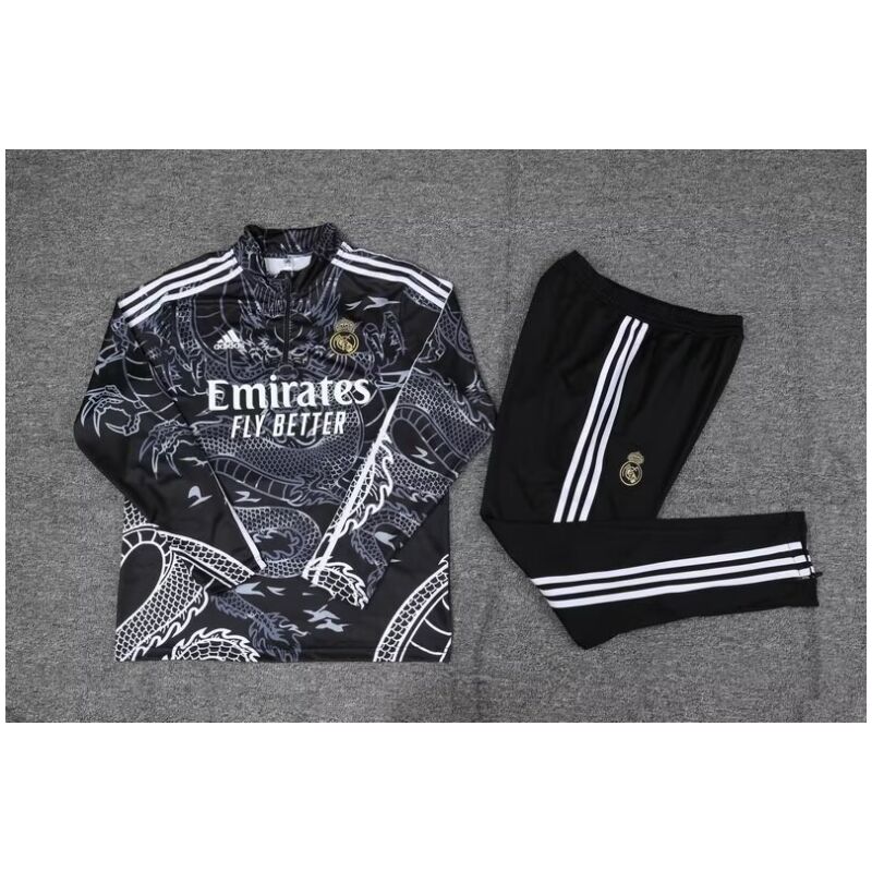 Mens Real Madrid Training Suit Black Dragon 2023/24