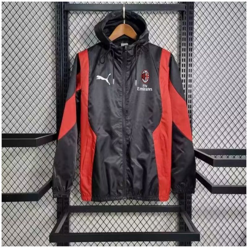 Mens AC Milan Pre-Match Woven Anthem Windrunner Jacket Black 2023/24