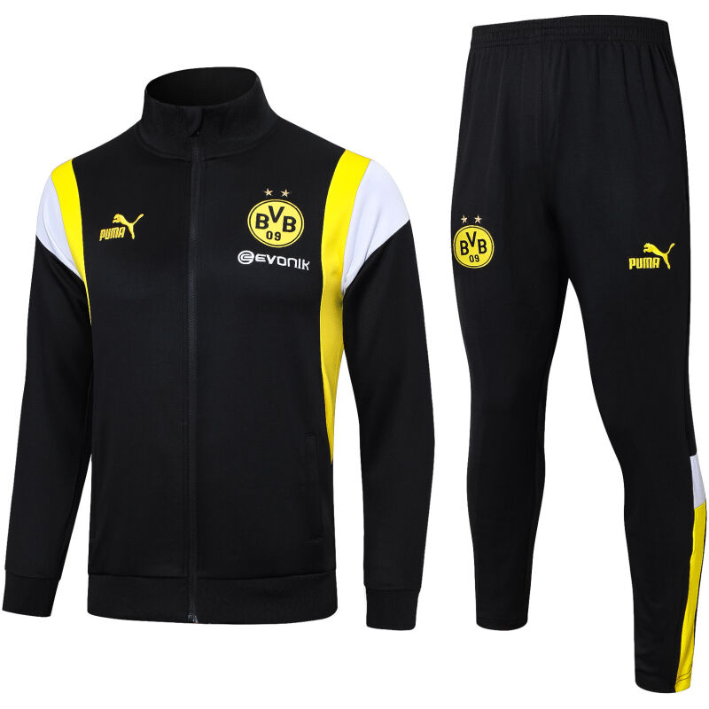 Mens Borussia Dortmund Jacket + Pants Training Suit Black 2023/24
