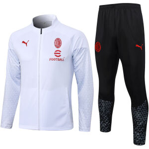 Mens AC Milan Jacket + Pants Training Suit White 2023/24