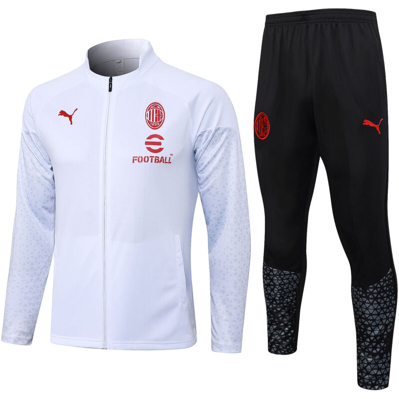Mens AC Milan Jacket + Pants Training Suit White 2023/24