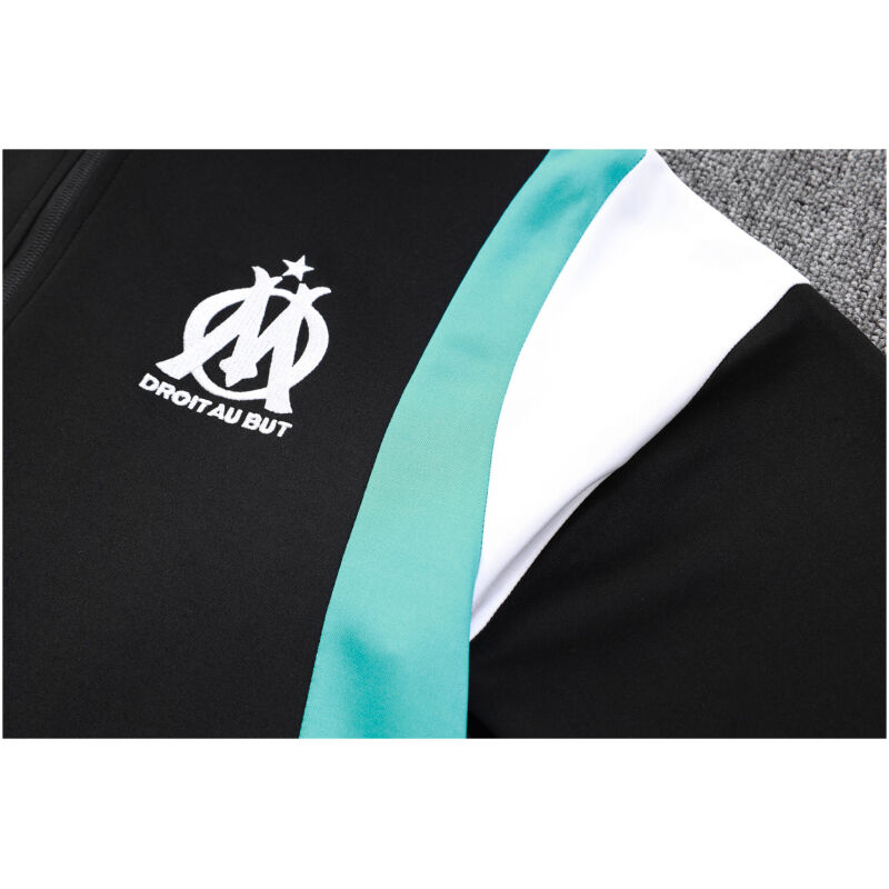 Mens Olympique Marseille Jacket + Pants Training Suit Black 2023/24