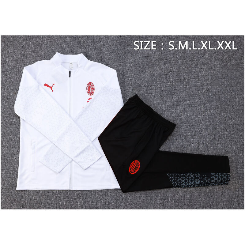 Mens AC Milan Jacket + Pants Training Suit White 2023/24