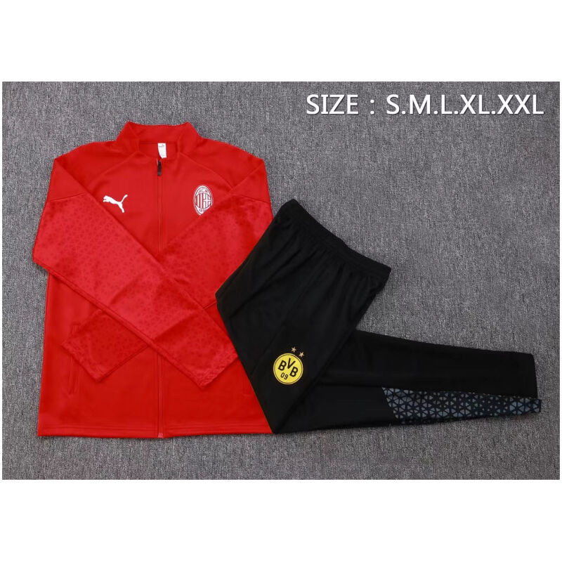 Mens AC Milan Jacket + Pants Training Suit Red 2023/24