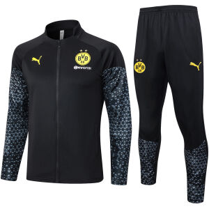 Mens Borussia Dortmund Jacket + Pants Training Suit Black Print 2023/24