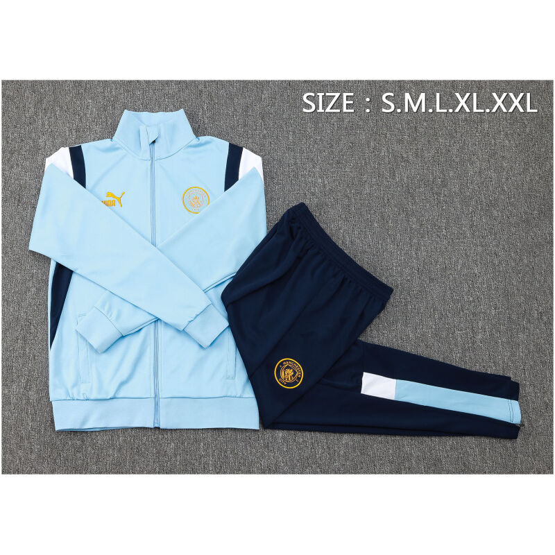 Mens Manchester City Jacket + Pants Training Suit Blue 2023/24