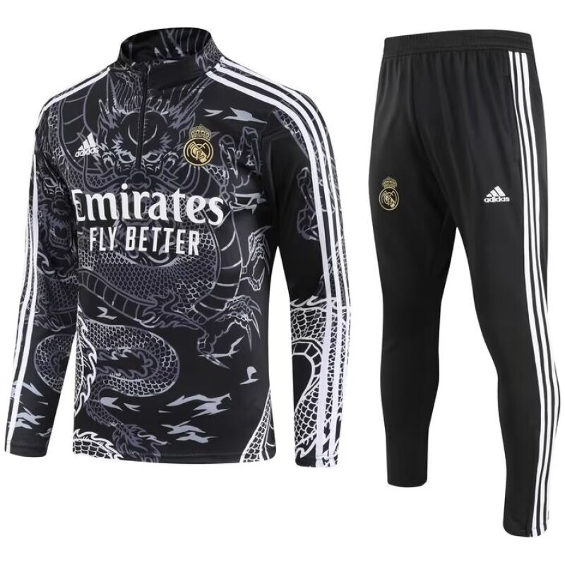 Mens Real Madrid Training Suit Black Dragon 2023/24