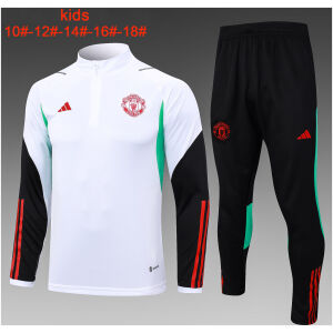 Kids Manchester United Training Suit White – Black 2023/24
