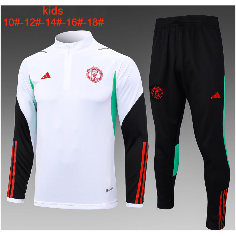 Kids Manchester United Training Suit White – Black 2023/24