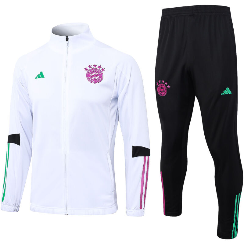 Mens Bayern Munich Jacket + Pants Training Suit White 2023/24