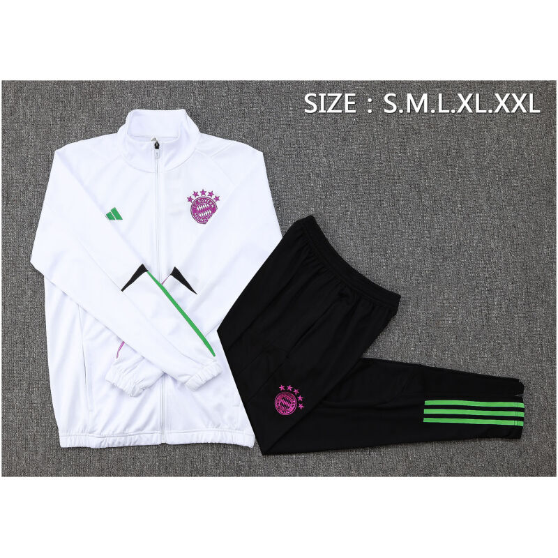 Mens Bayern Munich Jacket + Pants Training Suit White 2023/24