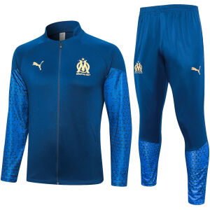 Mens Olympique Marseille Jacket + Pants Training Suit Blue 2023/24