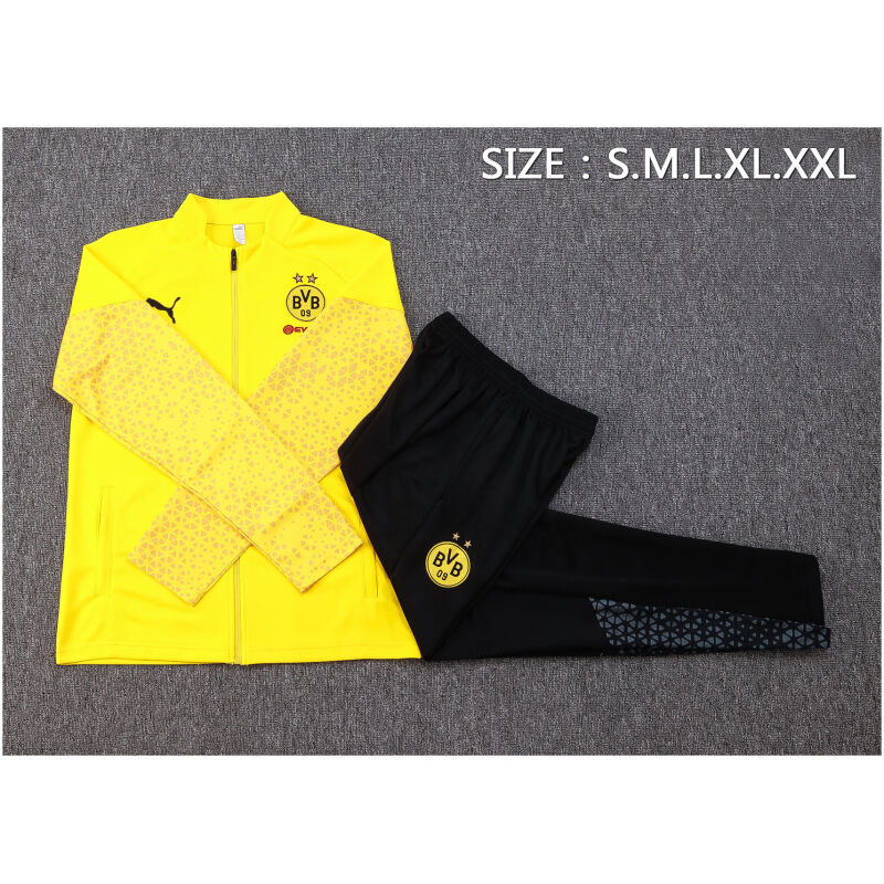 Mens Borussia Dortmund Jacket + Pants Training Suit Yellow Print 2023/24