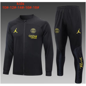 Kids PSG x Jordans Jacket + Pants Training Suit Black 2023/24